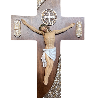 ST. BENEDICT CRUCIFIX WITH GOLS MOSAIC ACCENTS